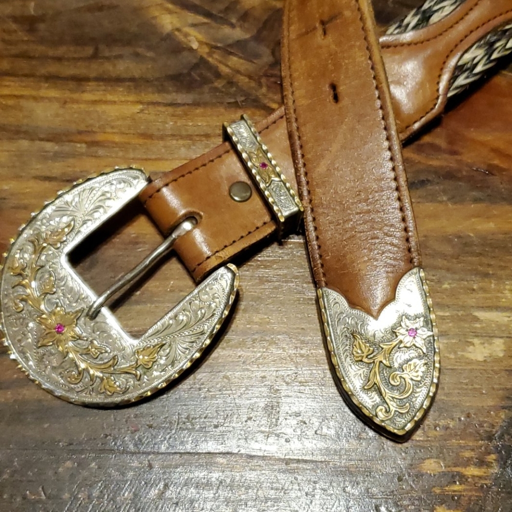 Vintage Alpaca Mexico Horse Hair Belt S/M - Picture 4 of 8